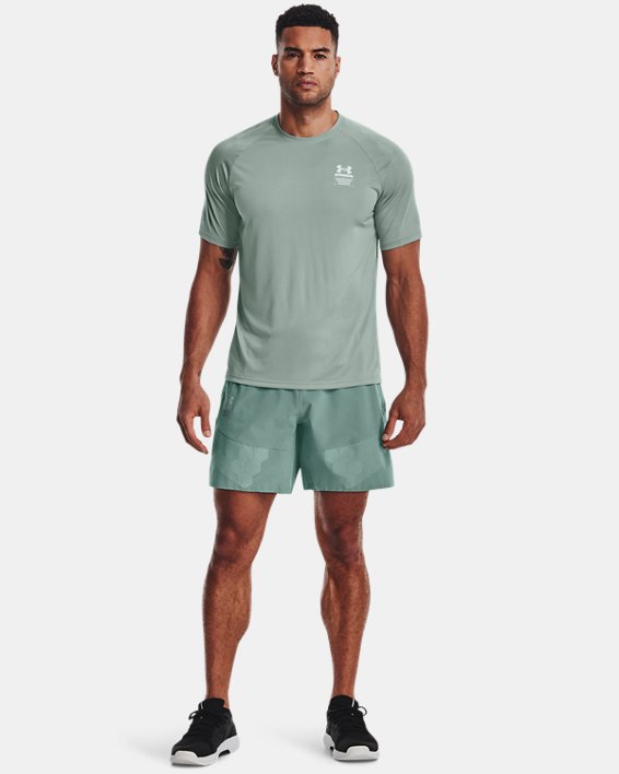 Men's UA ArmourPrint Woven Shorts, Green, pdpMainDesktop image number 2
